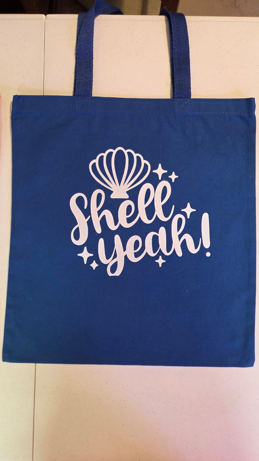Blue Canvas Beach Tote - Shell Yeah