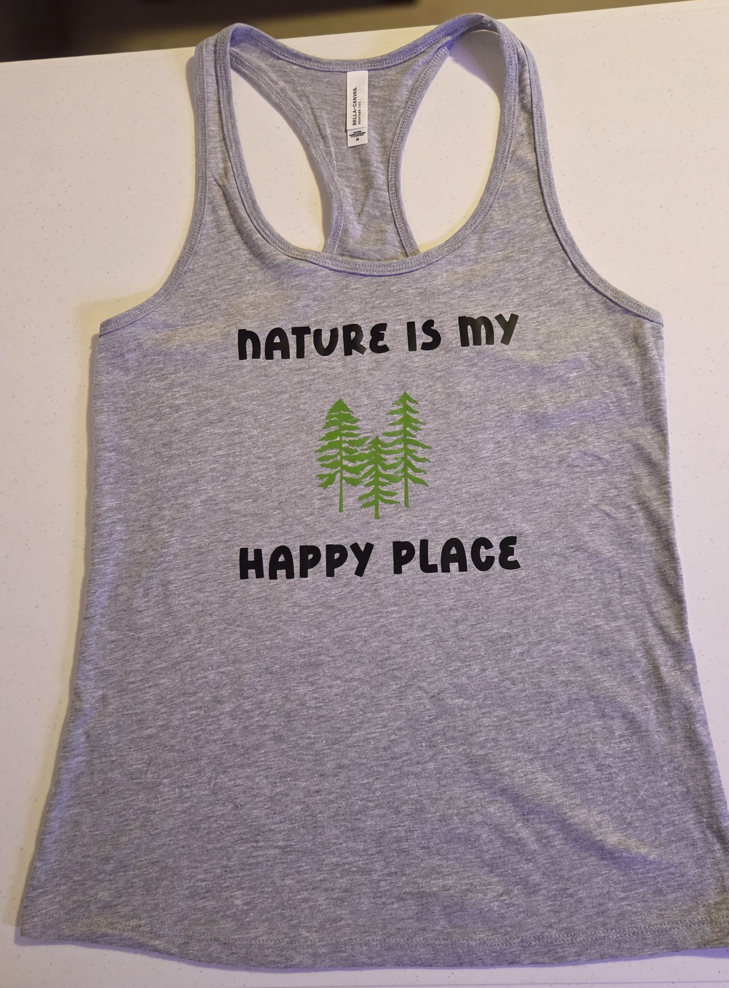 Women's racerback tank - Athletic Gray Heather - Nature Is My Happy Place