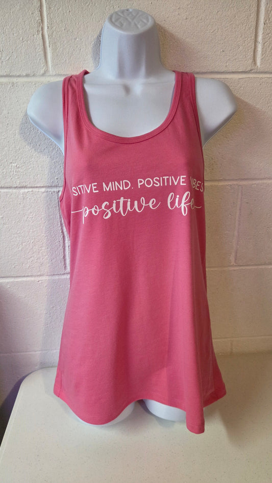 Women's Racerback Tank - Positive Mind. Positive Vibes. Positive Life.