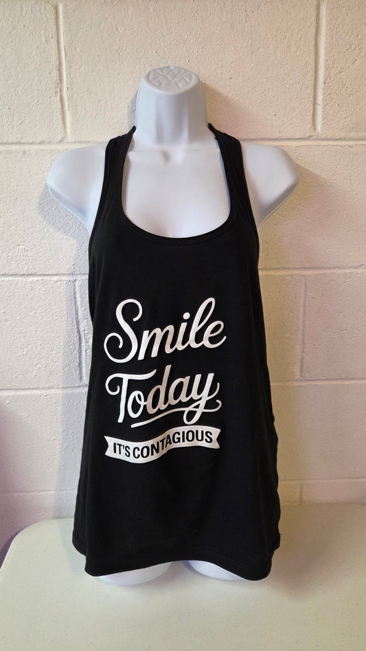 Black Women's Racerback Tank - Smile Today It's Contagious