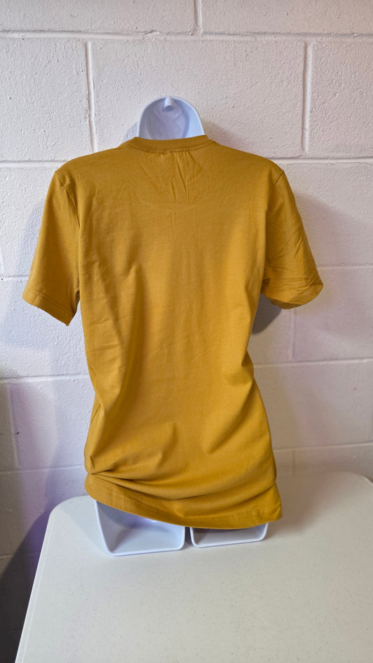 Mustard Yellow Tee Shirt - Good Vibes Only